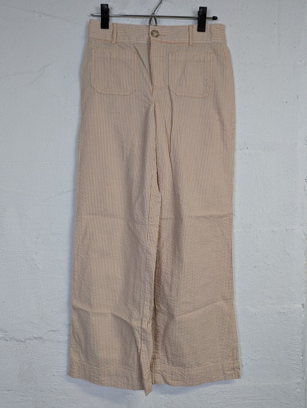 LOFT Palmer Wide Leg Cropped Pants Peach Stripes Coastal Preppy Womens 0 Petite